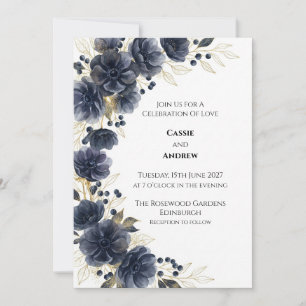 Invitation Carton d'invitation de mariage Fleur d'anémone ble