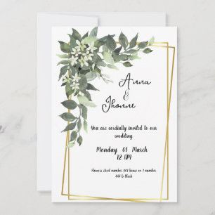Invitation Carton d'invitation de mariage fleurs vertes Green