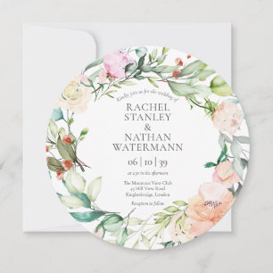 Invitation Carton d'invitation de mariage floral à la verdure