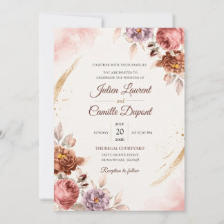 Invitation Carton d'invitation de mariage floral à l'aquarell