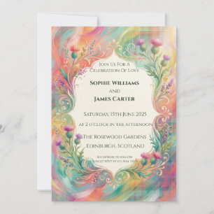 Invitation Carton d'invitation de mariage floral au chardon a