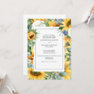 Invitation Carton d'invitation de mariage floral au tournesol