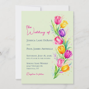 Invitation Carton d'invitation de mariage floral aux tulipes