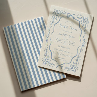 Invitation Carton d'invitation de mariage floral bleu chinois
