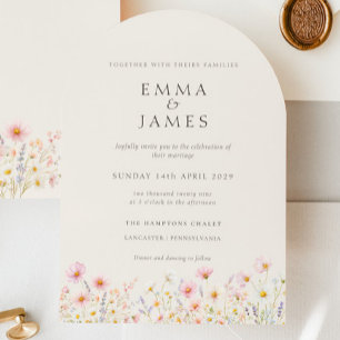 Invitation Carton d'invitation de mariage floral bohème minim