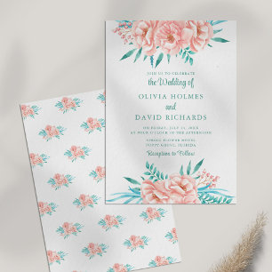 Invitation Carton d'invitation de mariage floral boho pêche e