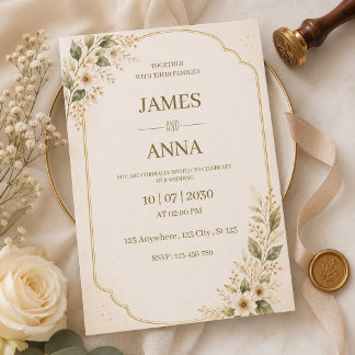 Invitation Carton d'invitation de mariage floral botanique él