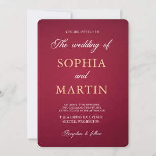 Invitation Carton d'invitation de mariage floral burgundy de