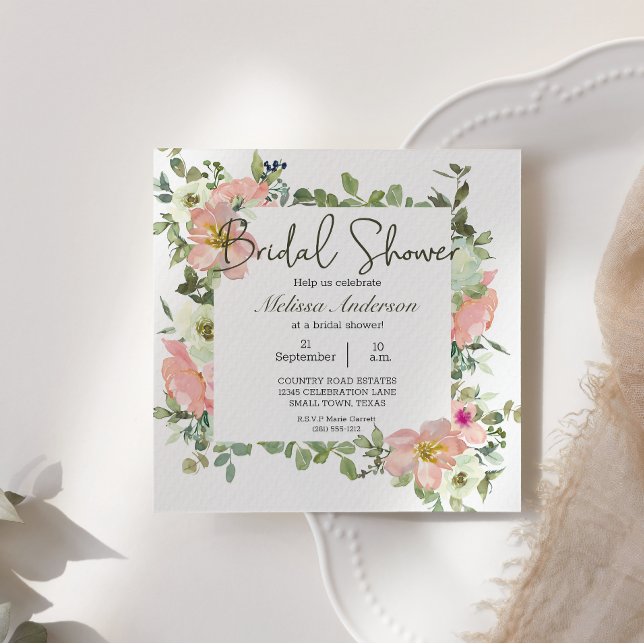 Invitation Carton d'invitation de mariage floral coquille d'o (Créateur téléchargé)