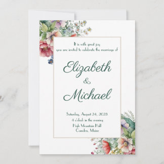 Invitation Carton d'invitation de mariage floral élégant