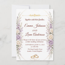 Carton d'invitation de mariage floral élégant avec
