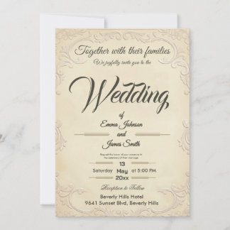 Invitation Carton d'invitation de mariage floral embossé à la