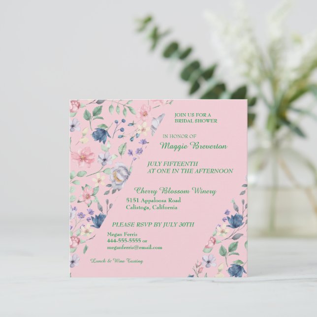 Invitation Carton d'invitation de mariage floral fantaisie pe (Debout devant)