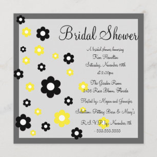 Invitation Carton d'invitation de mariage floral jaune et gri