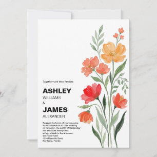 Invitation Carton d'invitation de mariage floral moderne desi