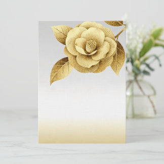 Invitation Carton d'invitation de mariage floral or élégant