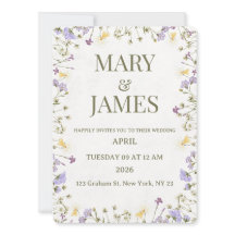 Carton d'invitation de mariage floral pastel
