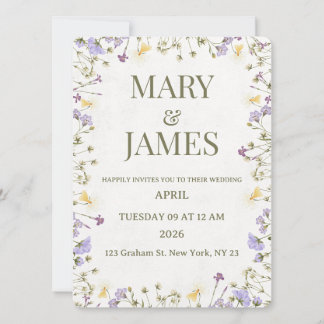 Invitation Carton d'invitation de mariage floral pastel