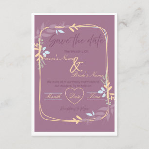 Invitation Carton d'invitation de mariage floral pourpre et o