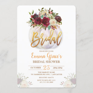Invitation Carton d'invitation de mariage Floral Pumpkin Brid