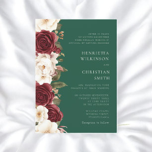Invitation Carton d'invitation de mariage floral vert émeraud
