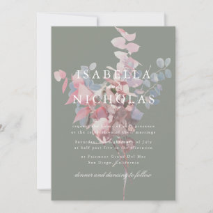 Invitation Carton d'invitation de mariage floral vert sauge