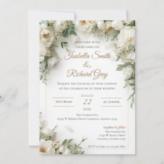 Invitation Carton d'invitation de mariage floral vert sauge