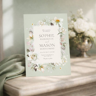 Invitation Carton d'invitation de mariage floral vert sauge