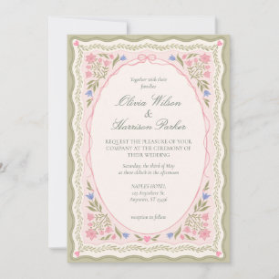 Invitation Carton d'invitation de mariage floral vert sauge é