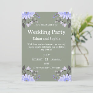 Invitation Carton d'invitation de mariage floral vert sauge m