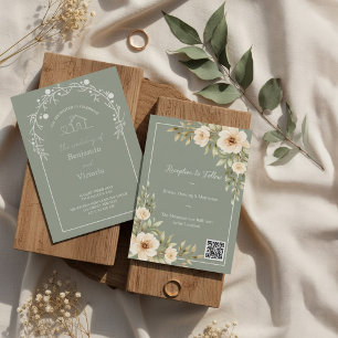 Invitation Carton d'invitation de mariage floral vert sauge r