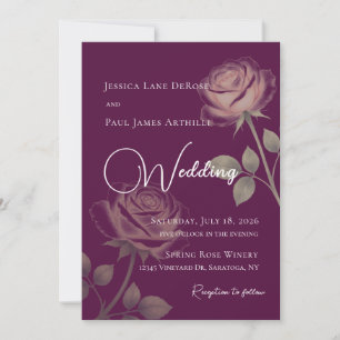Invitation Carton d'invitation de mariage floral violet