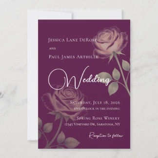 Invitation Carton d'invitation de mariage floral violet
