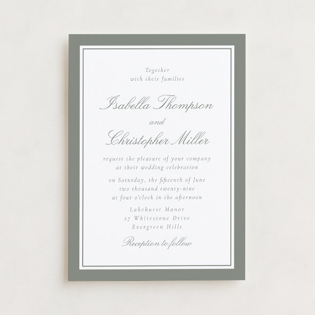 Invitation Carton d'invitation de mariage formel à bordure de (Créateur téléchargé)