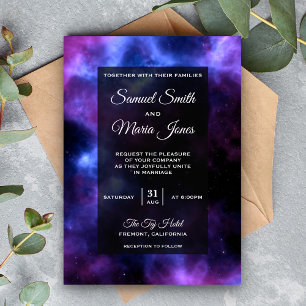 Invitation Carton d'invitation de mariage Galaxie Violette Né