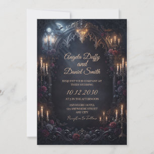 Invitation Carton d'invitation de mariage gothique Château En
