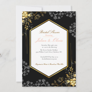 Invitation Carton d'invitation de mariage gothique noir et or