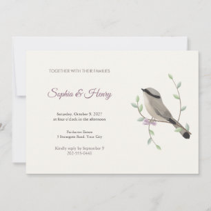 Invitation Carton d'invitation de mariage Hypocolius oiseau c