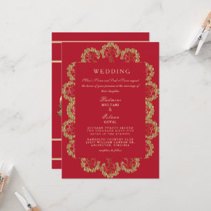 Invitation Carton d'invitation de mariage indien de style rou