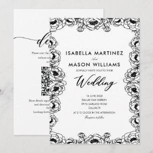 Invitation carton d'invitation de mariage JARDIN FLORAL noir 