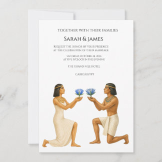 Invitation Carton d'invitation de mariage Lotus Royal Égyptie