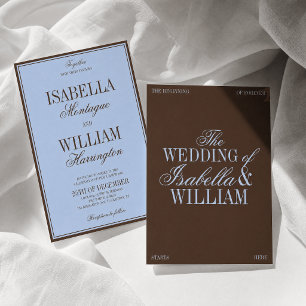 Invitation Carton d'invitation de mariage luxe bleu et marron