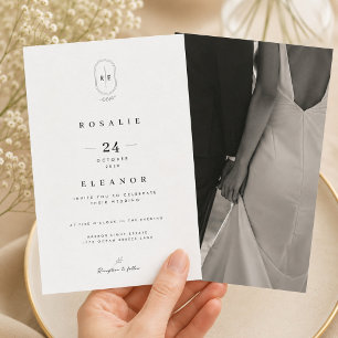 Invitation Carton d'invitation de mariage luxe Monogramme ave