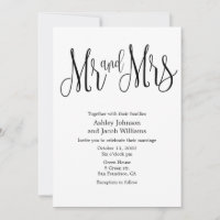Carton d'invitation de mariage. Monsieur et madame