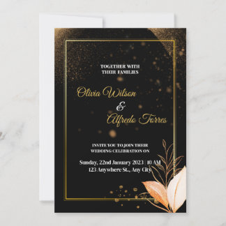 Invitation carton d'invitation de mariage noir avec des coule