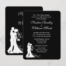 Carton d'invitation de mariage Noir Blanc