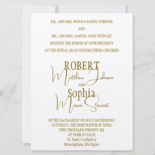 Invitation Carton d'invitation de mariage noir et or formel