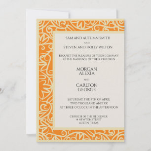 Invitation Carton d'invitation de mariage orange et noir