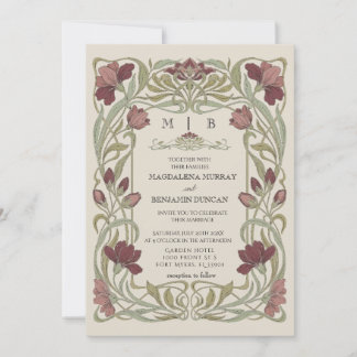 Invitation Carton d'invitation de mariage orné de fleurs vint