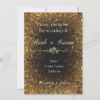 Invitation Carton d'invitation de mariage pailleté noir et or